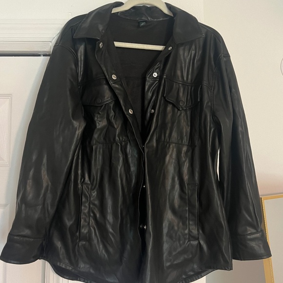 FAKE LEATHER LOOK BIKER JACKET - Picture 6 of 10